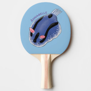 Raquette De Ping Pong Caricature de nudibranche bleu mignon