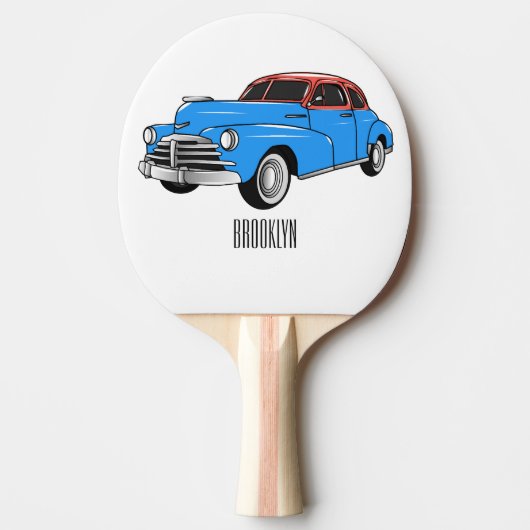 Raquette De Ping Pong Caricature de voiture classique 1948 (Devant)