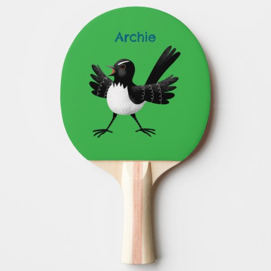 Raquette De Ping Pong Caricature de Willie Wagtail australienne personna (Devant)