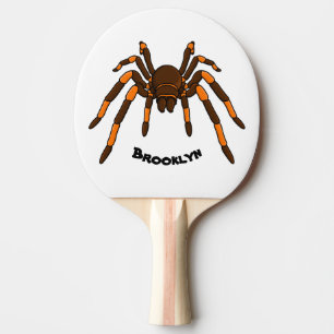 Raquette De Ping Pong Caricature déplaisante de tarantule brun et orange