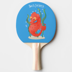 Raquette De Ping Pong Caricature d'hippocampe pygmée