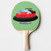 Raquette De Ping Pong Caricature d'hovercraft rouge joyeux (Dos)