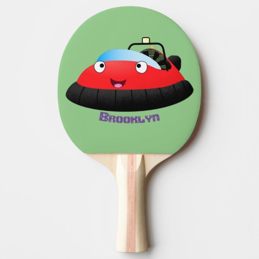 Raquette De Ping Pong Caricature d'hovercraft rouge joyeux (Devant)