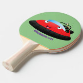 Raquette De Ping Pong Caricature d'hovercraft rouge joyeux (Devant Angle)