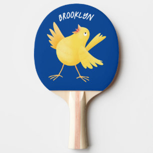 Raquette De Ping Pong Caricature d'oiseau canari jaune chantant mignon
