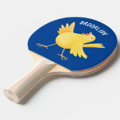 Raquette De Ping Pong Caricature d'oiseau canari jaune chantant mignon (Devant Angle)