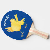 Raquette De Ping Pong Caricature d'oiseau canari jaune chantant mignon (Côté)