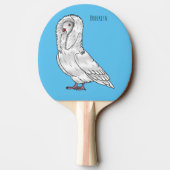 Raquette De Ping Pong Caricature d'oiseau pigeon Jacobin (Dos)