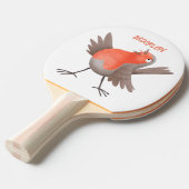 Raquette De Ping Pong Caricature d'oiseau rouge chantant mignon (Devant Angle)
