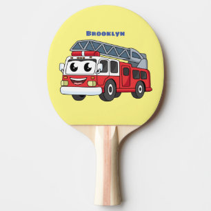 Raquette De Ping Pong Caricature du moteur de feu joyeux