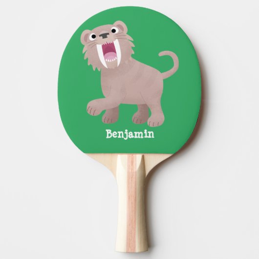 Raquette De Ping Pong Caricature du tigre mignon Saber Toothed Smilodon (Devant)