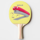 Raquette De Ping Pong Caricature en agrafeuse rouge pâle (Dos)