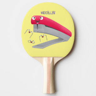 Raquette De Ping Pong Caricature en agrafeuse rouge pâle