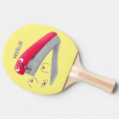 Raquette De Ping Pong Caricature en agrafeuse rouge pâle (Côté)