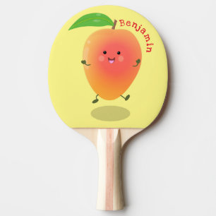Raquette De Ping Pong Caricature jaune mangue mignonne