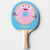 Raquette De Ping Pong Caricature joli beignet rose vitré (Dos)