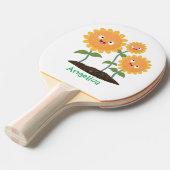 Raquette De Ping Pong Caricature joli tournesol souriant illustration (Devant Angle)