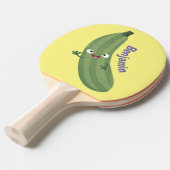 Raquette De Ping Pong Caricature joyeux de courgettes mignonnes (Devant Angle)
