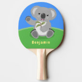 Raquette De Ping Pong Caricature joyeux koala agitant (Dos)