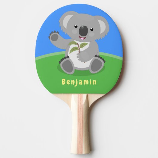 Raquette De Ping Pong Caricature joyeux koala agitant (Devant)