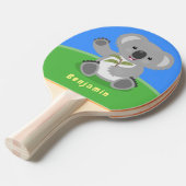 Raquette De Ping Pong Caricature joyeux koala agitant (Devant Angle)