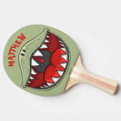 Raquette De Ping Pong Caricature personnalisée T-rex Dinosaur Bouche pou (Côté)