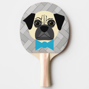 Raquette De Ping Pong Carlin de la faune avec Bowtie, gris argenté
