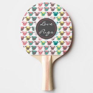 Raquette De Ping Pong Carlins colorés adorables "Carlins d'amour" illust