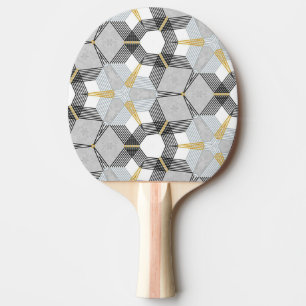 Raquette De Ping Pong Carré hexagone coloré : kaléidoscope géométrique.