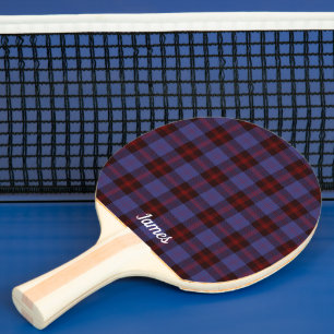 Raquette De Ping Pong carreaux tartan bleu marine rouge