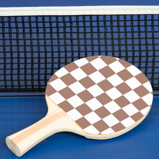 Raquette De Ping Pong Carrés Checker mocha brun blanc géométrique rétro (Insitu)