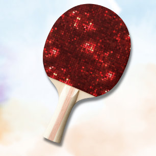 Raquette De Ping Pong Carrés de style disco rouge motif de la Saint-Vale