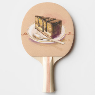 Raquette De Ping Pong Carte avec le gâteau peint d'aquarelle