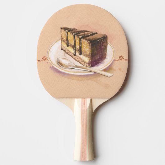 Raquette De Ping Pong Carte avec le gâteau peint d'aquarelle (Devant)