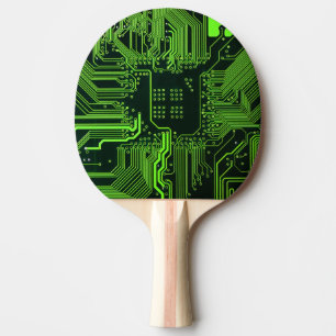Raquette De Ping Pong Carte cool de circuit informatique verte