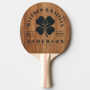 Raquette De Ping Pong Carte de mariage en bois d'érable Irish Lucky Clov