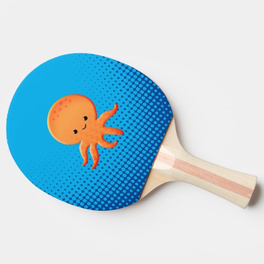 Raquette De Ping Pong Cartoon mignon bébé poulpe bleu océan (Côté)