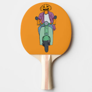 Raquette De Ping Pong Cavalier Citrouille sur Scooter Menthe