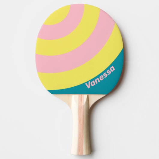 Raquette De Ping Pong Cercle Rayé Baiser de Mer Doux avec Nom (Devant)