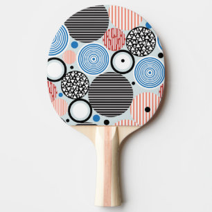 Raquette De Ping Pong Cercles multicolores, design motif graphique.