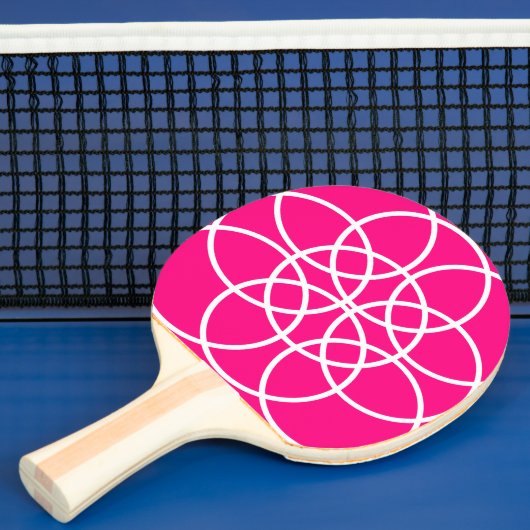 Raquette De Ping Pong Cercles spiraux blancs sur rose (Insitu)