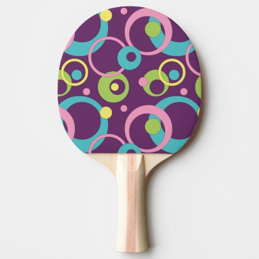 Raquette de Ping Pong Cercles Violets Funky (Devant)