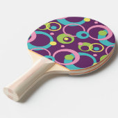 Raquette de Ping Pong Cercles Violets Funky (Devant Angle)