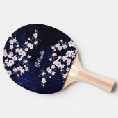 Raquette De Ping Pong Cerisier Fleur étoile Ciel rose bleu Monogramme (Côté)