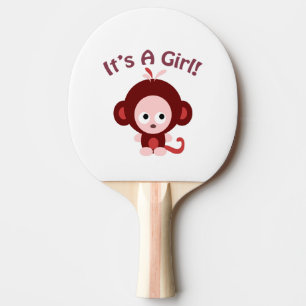 Raquette De Ping Pong C'est une fille ! Singe mignon