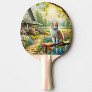 Raquette De Ping Pong Chalet de printemps/jardin & chat
