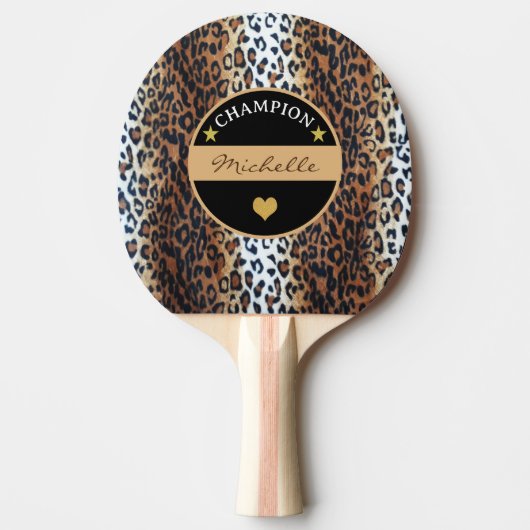 Raquette De Ping Pong Champion Brown Léopard Noir Blanc Personnalisé (Devant)