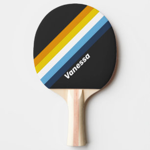 Raquette De Ping Pong Charbon Crépuscule Rayé avec Nom