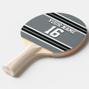 Raquette De Ping Pong Charcoal Black Wht Team Jersey Numéro personnalisé
