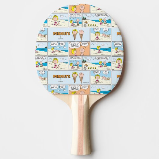 Raquette De Ping Pong Charlie Brown & Glace Sally À La Plage (Devant)
